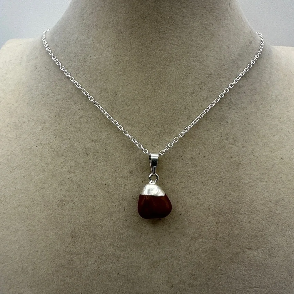 Silver and Red Pendant Necklace